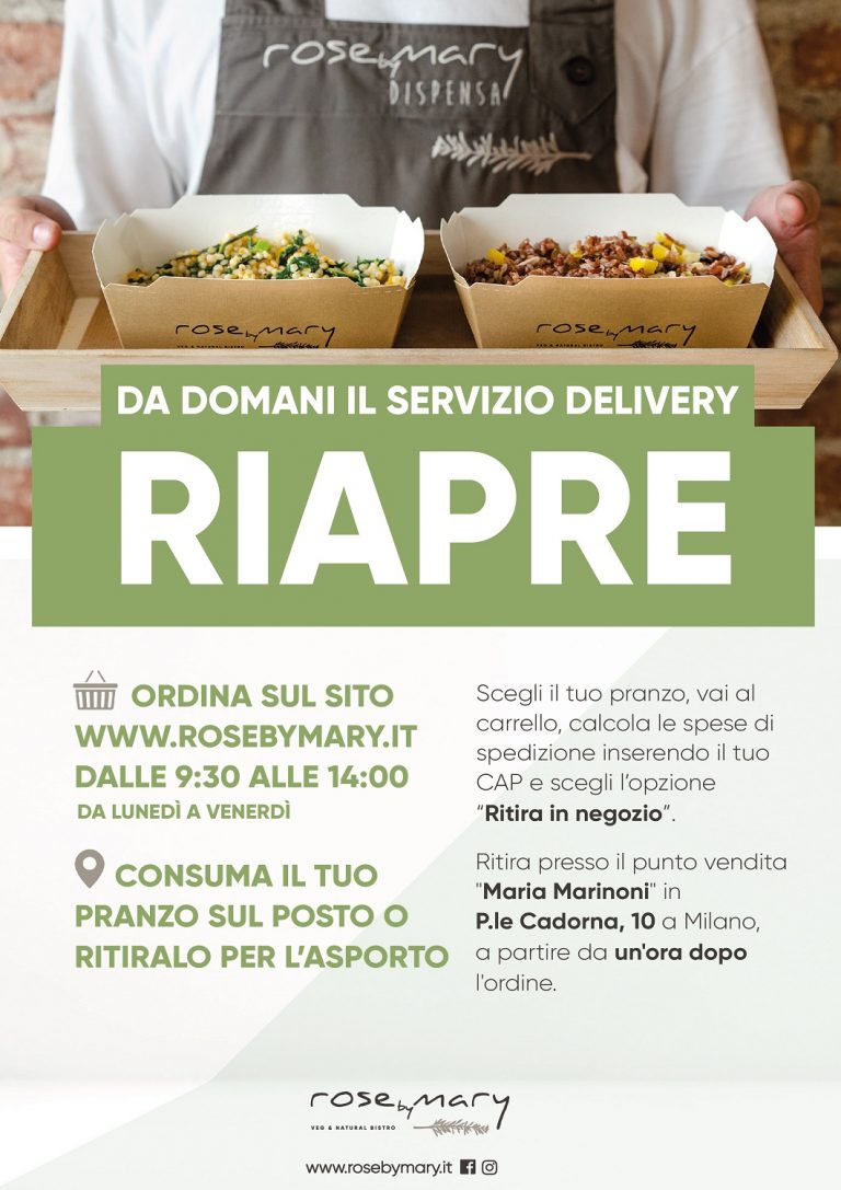 RosebyMary, riparte il servizio delivery ed asporto.