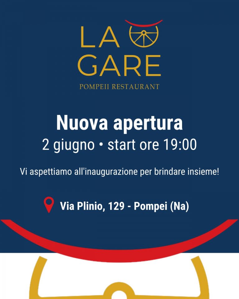 Inaugura ristorante La Gare a Pompei nell’ex stazione ferroviaria borbonica.