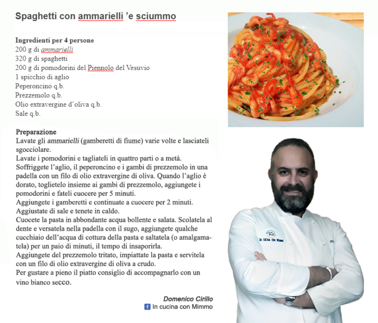 Spaghetti con ammarielli ’e sciummo, una ricetta tipica campana.