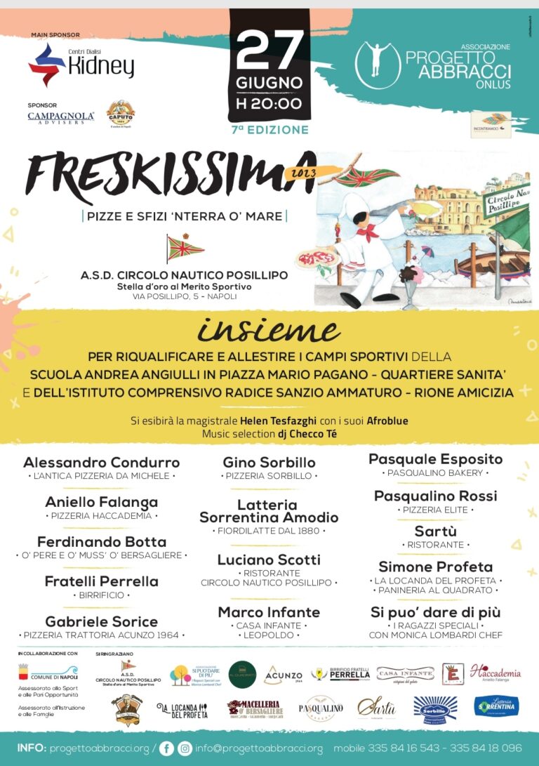 Torna Freskissima, martedì 27 al Circolo Posillipo per mangiare bene e fare del bene