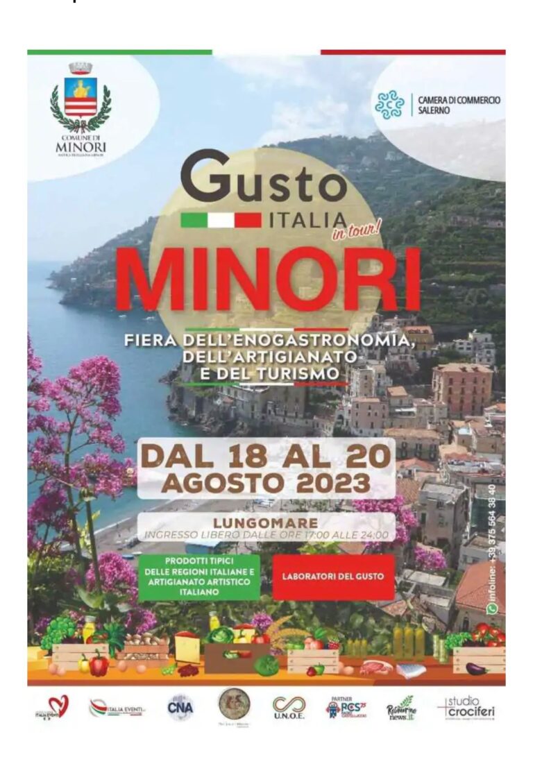 Gusto Italia in tour, tappa a Minori dal 18 al 20 agosto