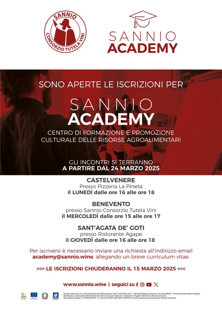 Sannio Wines Academy, al via nuovo ciclo di corsi